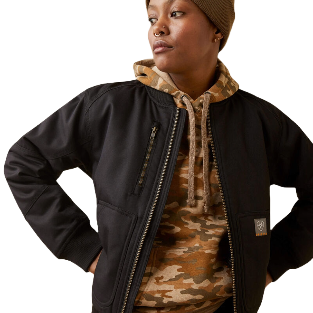 Ariat Rebar Stretch Canvas Bomber Jacket - Black  from GME Supply